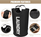90L Large Laundry Basket, Collapsible Laundry Bag, Freestanding Tall Clothes Hamper, Foldable Washing Bin (Black)