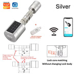 Tuya APP Fingerprint Cylinder Smart Door Lock Electronic Digital Keypad Code Keyless Remote Control Adjustable Home Apartment