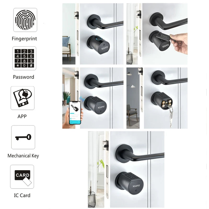Tuya APP Fingerprint Cylinder Smart Door Lock Electronic Digital Keypad Code Keyless Remote Control Adjustable Home Apartment