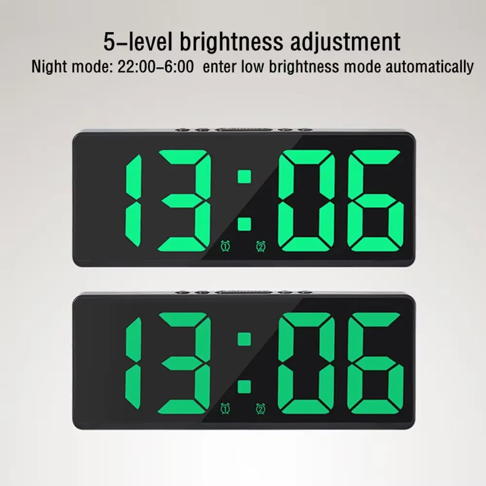Multifunctional LED Number Clock Color Nightlight Temperature Calendar Alarm Large Digital Electronic Backlight Home Decor