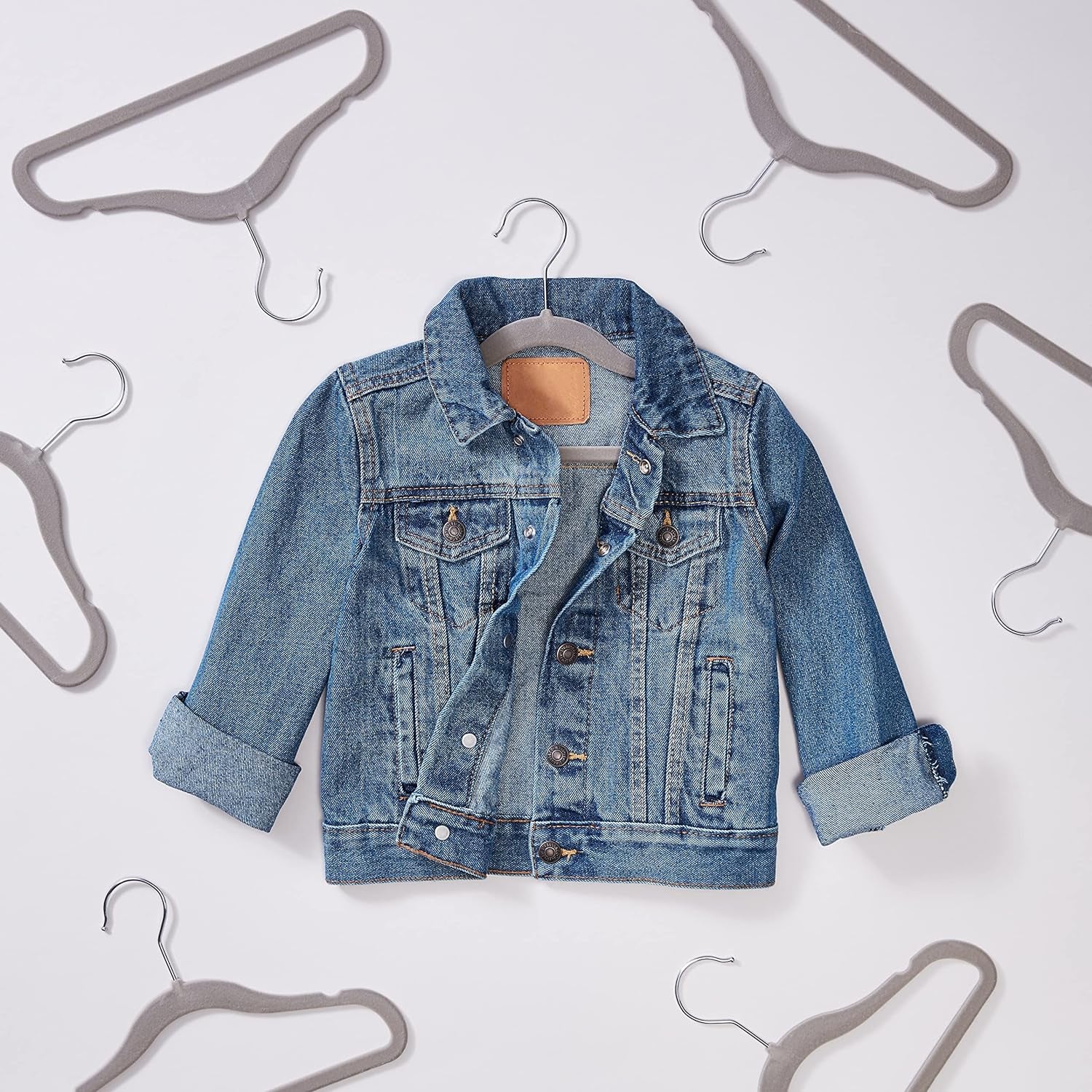 Kids Velvet, Non-Slip Clothes Hangers (Baby/Toddler), 29.46 Cm (For Baby Clothes), Pack of 30, Gray