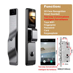 3D Face Recognition Smart Door Lock Wifi Electronic Home Lock with Camera RFID Card Compatible with Tuya for Smart Home Security