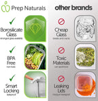 [5-Pack] Food Prep & Storage Glass Containers with Lids - Airtight Glass Meal Prep Containers Reusable (880 Millilitres - 1 Compartment)