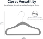 Kids Velvet, Non-Slip Clothes Hangers (Baby/Toddler), 29.46 Cm (For Baby Clothes), Pack of 30, Gray